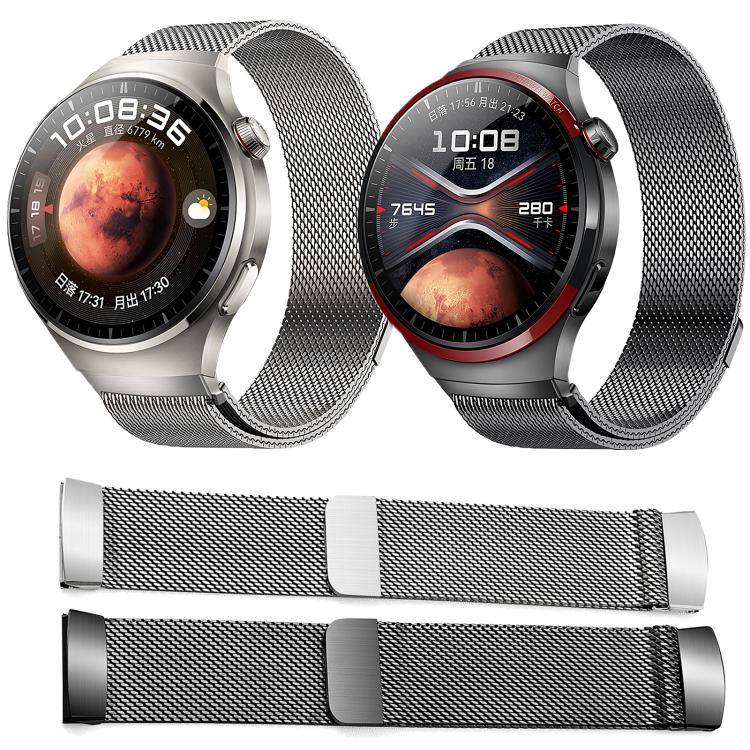 For Huawei Watch 4 Pro Press Button Seamless Interface Milanese Magnetic Stainless Steel Watch Band