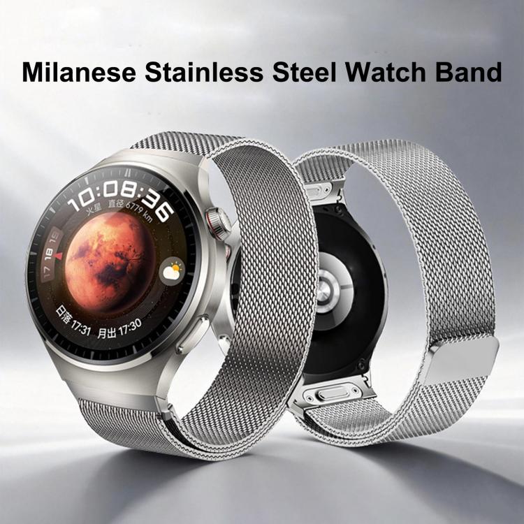For Huawei Watch 4 Pro Press Button Seamless Interface Milanese Magnetic Stainless Steel Watch Band