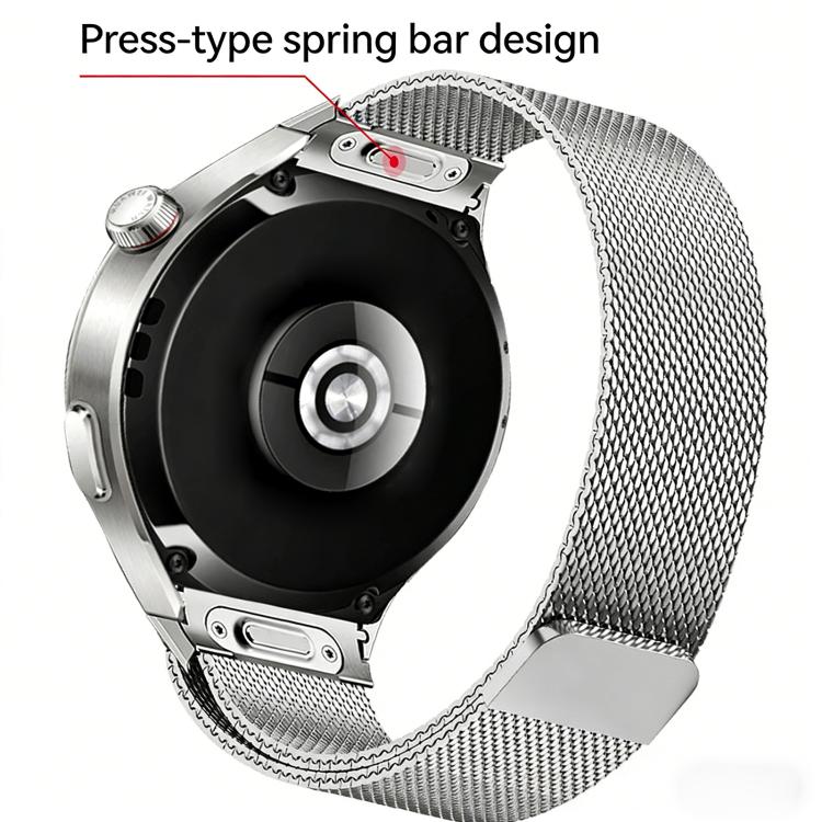 For Huawei Watch 4 Pro Press Button Seamless Interface Milanese Magnetic Stainless Steel Watch Band