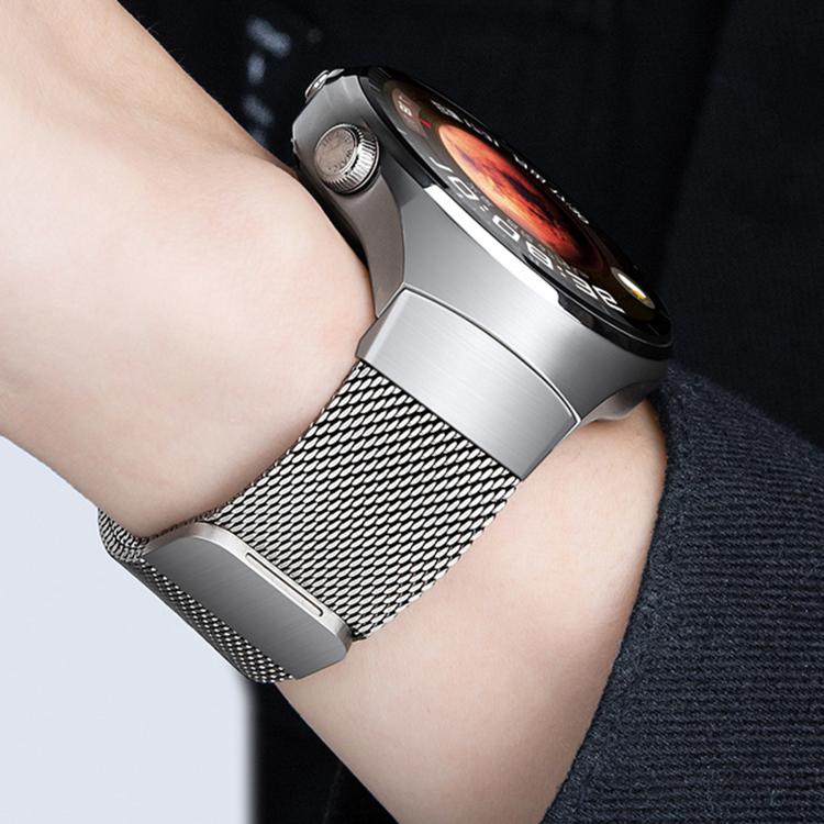 For Huawei Watch 4 Pro Press Button Seamless Interface Milanese Magnetic Stainless Steel Watch Band