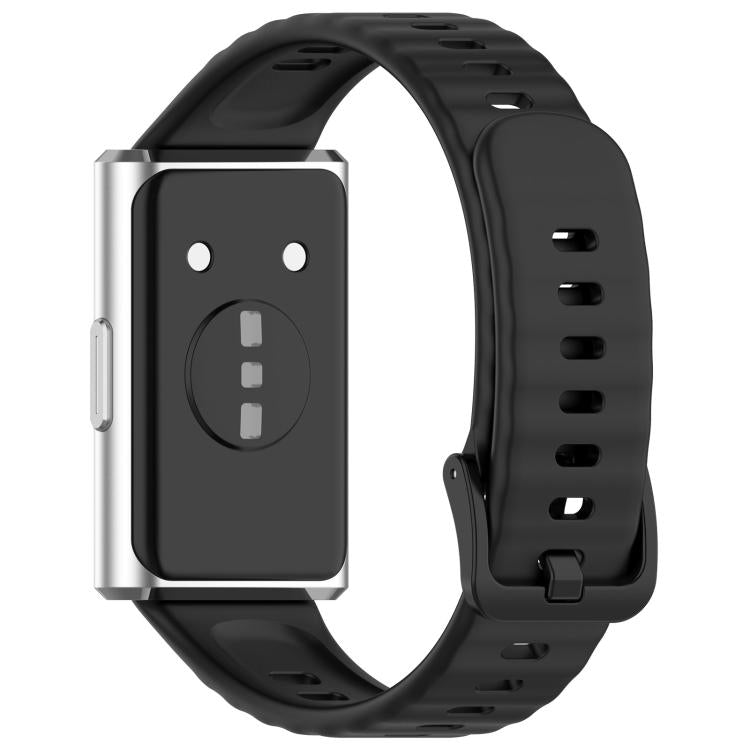 For Huawei Band 11 / Band 11 Pro Wave Texture Solid Color Silicone Watch Band