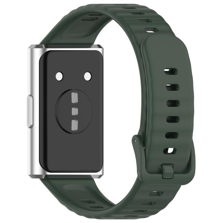For Huawei Band 11 / Band 11 Pro Wave Texture Solid Color Silicone Watch Band