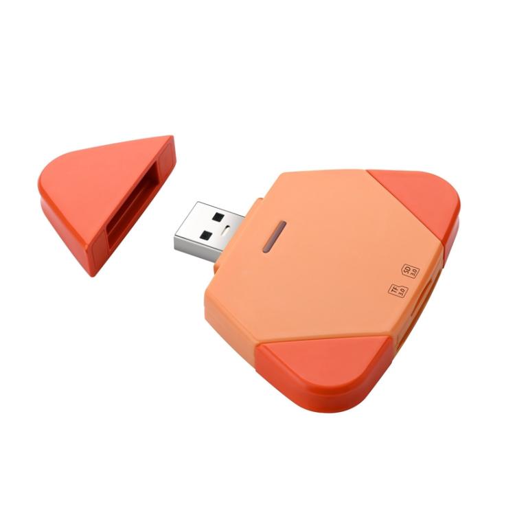 Type-C Multi-functional Magnetic SD/TF Card Reader - Orange