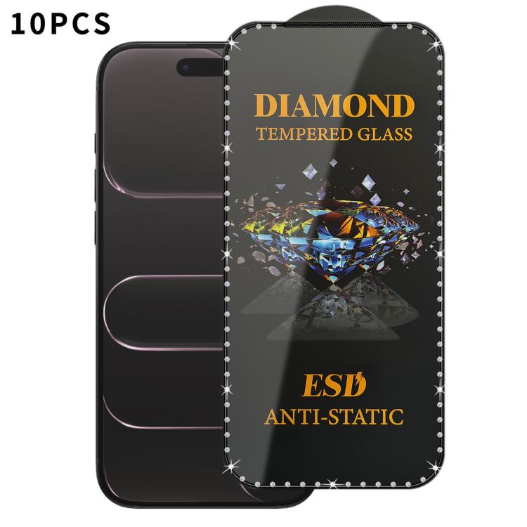 For iPhone Air 10pcs Full-Screen Diamond-Studded Silkscreen High-Definition Anti-Static Tempered Glass Film