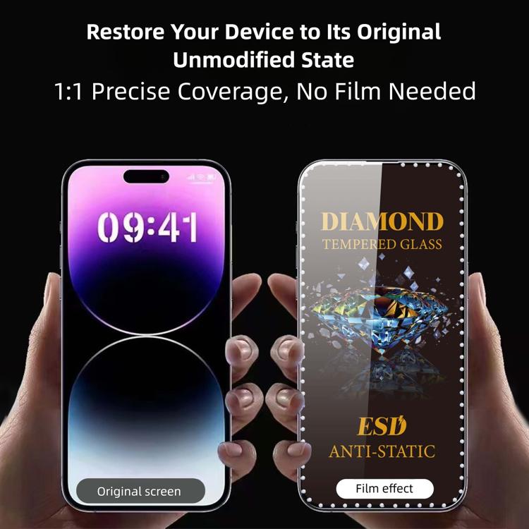 For iPhone 12 Pro Max 10pcs Full-Screen Diamond-Studded Silkscreen High-Definition Anti-Static Tempered Glass Film