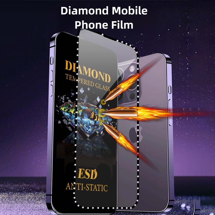 For iPhone 16 Pro Max 10pcs Full-Screen Diamond-Studded Silkscreen High-Definition Anti-Static Tempered Glass Film