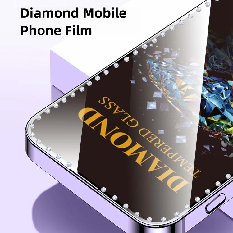 For iPhone 11 10pcs Full-Screen Diamond-Studded Silkscreen High-Definition Anti-Static Tempered Glass Film