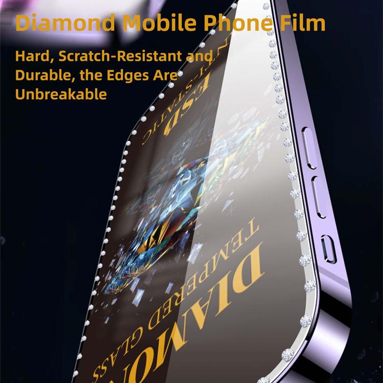 For iPhone 14 Pro 10pcs Full-Screen Diamond-Studded Silkscreen High-Definition Anti-Static Tempered Glass Film