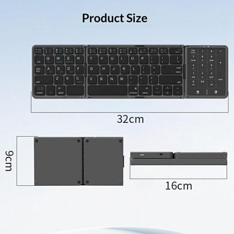 B089 ST Ultra Thin Tri-Folding Wireless Bluetooth Keyboard With Smart Trackpad