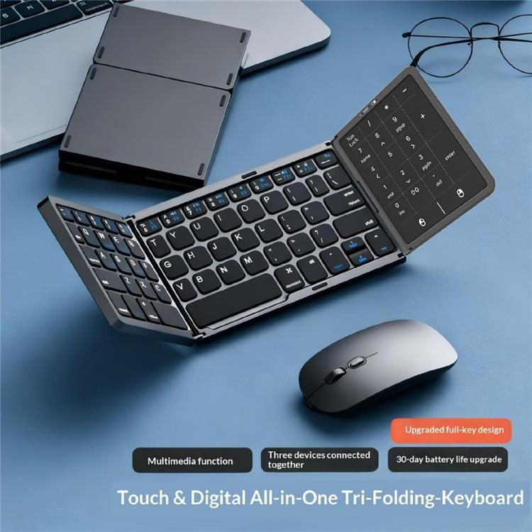 B089 ST Ultra Thin Tri-Folding Wireless Bluetooth Keyboard With Smart Trackpad