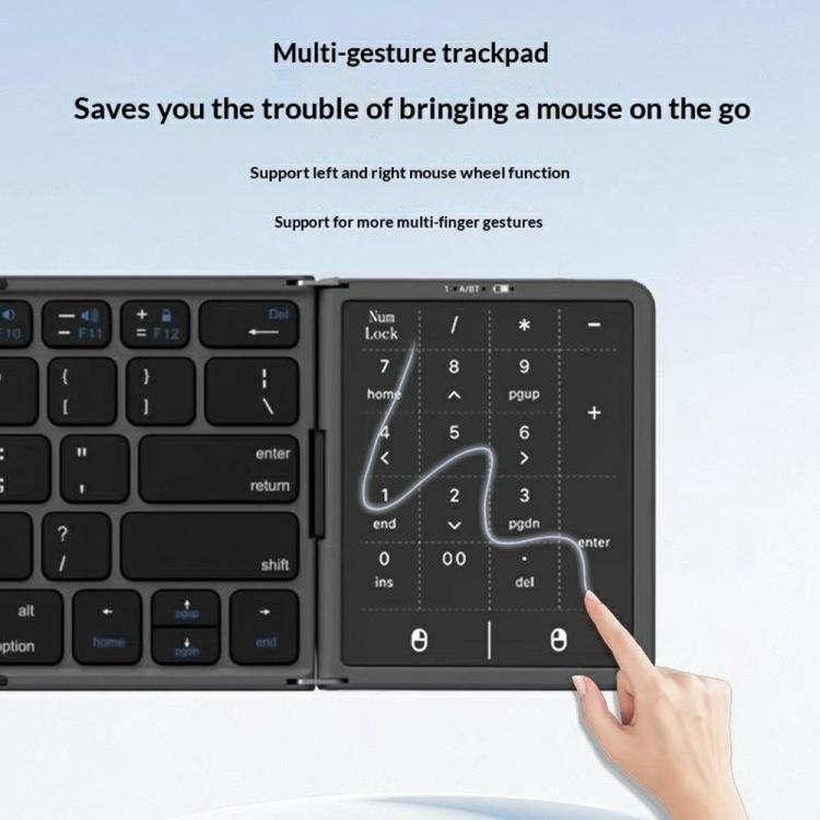 B089 ST Ultra Thin Tri-Folding Wireless Bluetooth Keyboard With Smart Trackpad