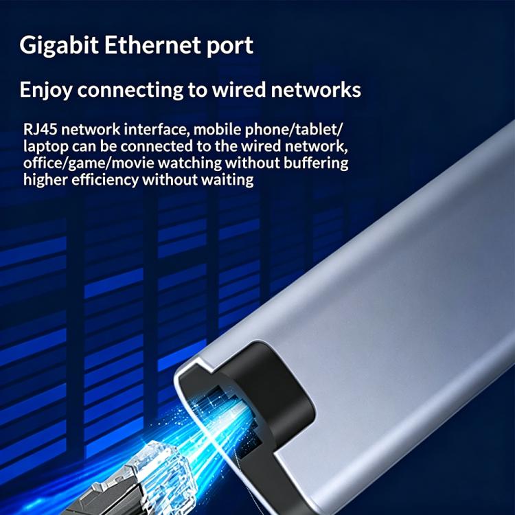 HC-75LC 4K HD PD100W Charging Gigabit Ethernet 7 in 1 USB-C Hub with USB 3.0 SD / TF Card Reader