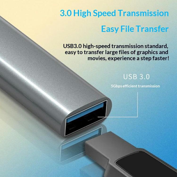 HC-77 Aluminum Alloy Portable USB-C / USB-A Plug HUB USB3.0 & 3 x USB 2.0 Docking Station