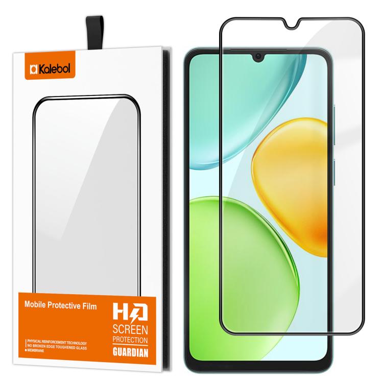 For Honor X6d 5G Kalebol High-Aluminum Screen-Printed Full-Coverage Anti-Fingerprint Black-Bordered HD Tempered Glass Film
