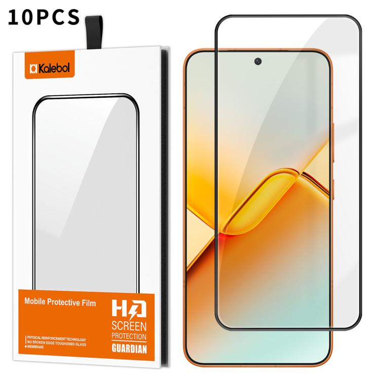 For Honor Power2 10pcs Kalebol High-Aluminum Screen-Printed Full-Coverage Anti-Fingerprint Black-Bordered HD Tempered Glass Film