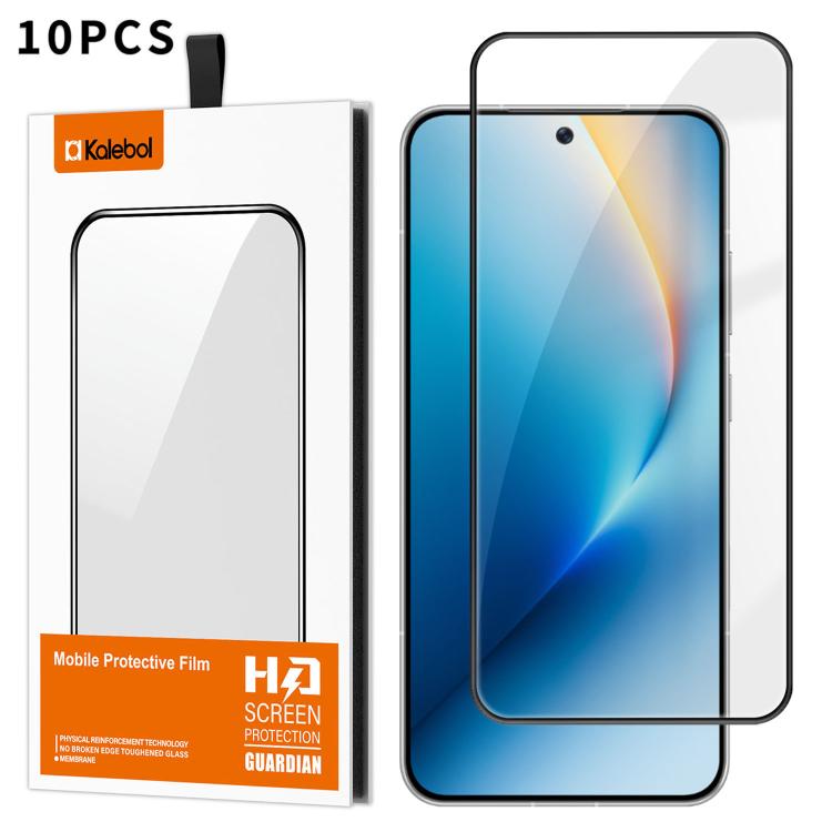 For Honor Win / Win RT 10pcs Kalebol High-Aluminum Screen-Printed Full-Coverage Anti-Fingerprint Black-Bordered HD Tempered Glass Film
