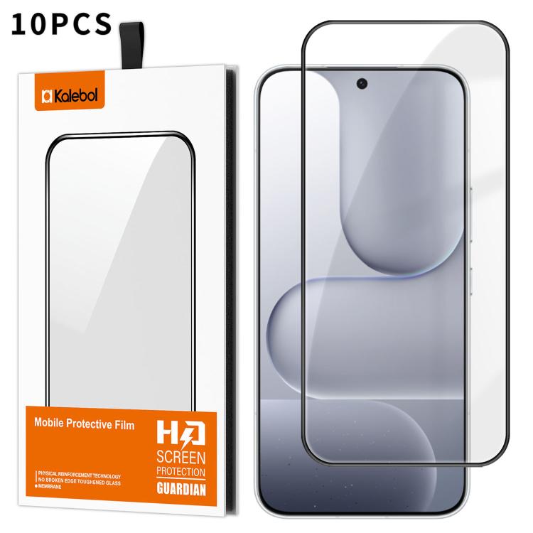 For Honor 600 Pro Global 10pcs Kalebol High-Aluminum Screen-Printed Full-Coverage Anti-Fingerprint Black-Bordered HD Tempered Glass Film