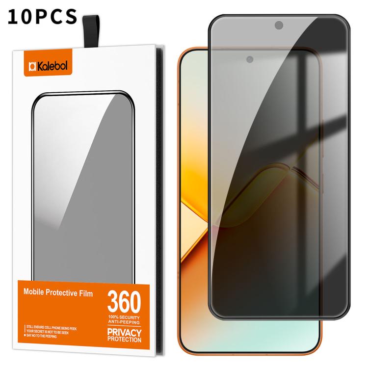 For Honor Power2 10pcs Kalebol High-Aluminum Screen-Printed Full-Coverage Black-Border Privacy Tempered Glass Film