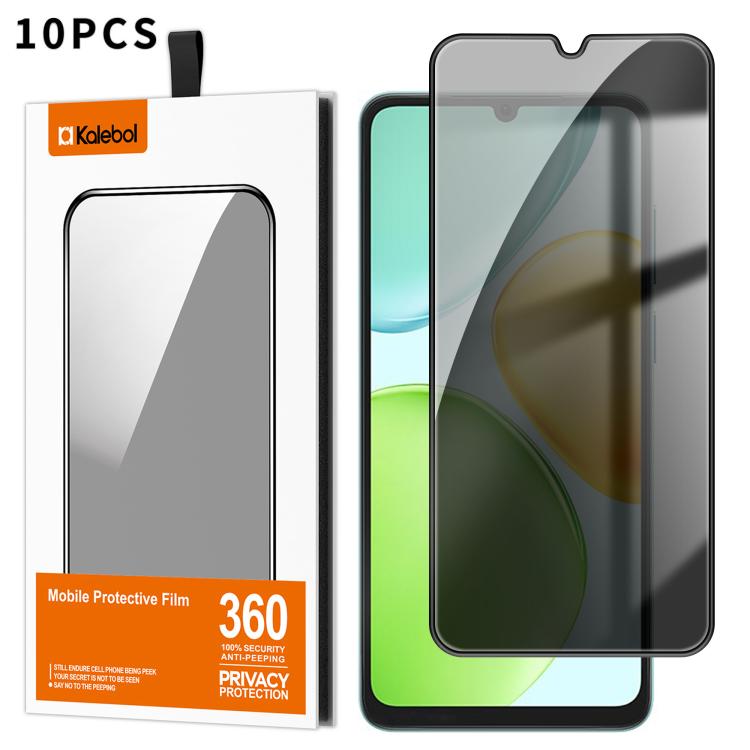 For Honor X6d 5G 10pcs Kalebol High-Aluminum Screen-Printed Full-Coverage Black-Border Privacy Tempered Glass Film