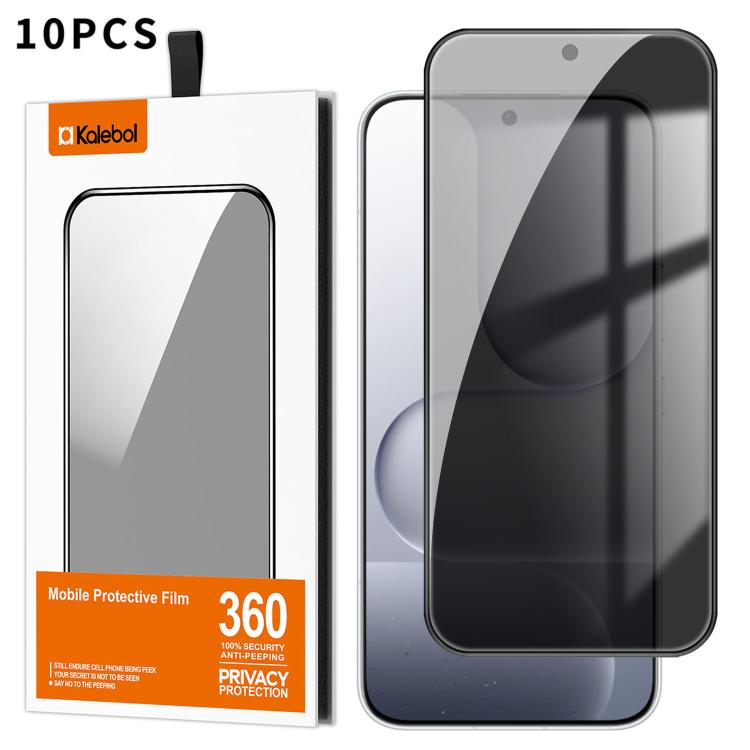 For Honor 600 Pro Global 10pcs Kalebol High-Aluminum Screen-Printed Full-Coverage Black-Border Privacy Tempered Glass Film