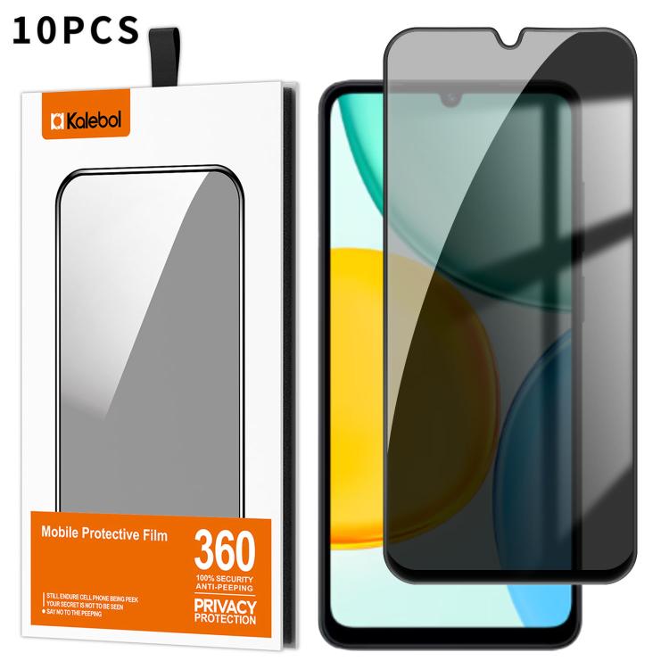 For Honor X5d 4G 10pcs Kalebol High-Aluminum Screen-Printed Full-Coverage Black-Border Privacy Tempered Glass Film