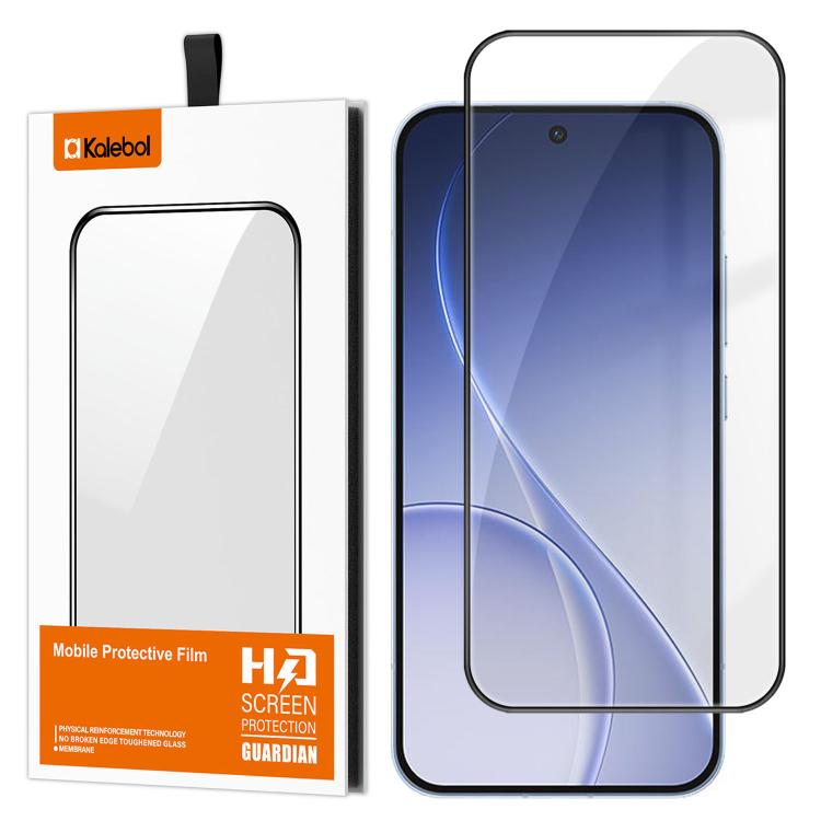 For OPPO Reno 15 Pro Kalebol High-Aluminum Screen-Printed Full-Coverage Anti-Fingerprint Black-Bordered HD Tempered Glass Film
