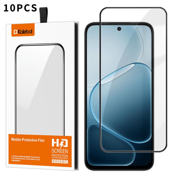 For OPPO A6t Pro 4G 10pcs Kalebol High-Aluminum Screen-Printed Full-Coverage Anti-Fingerprint Black-Bordered HD Tempered Glass Film