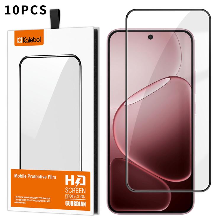 For OPPO A6 Pro 5G India 10pcs Kalebol High-Aluminum Screen-Printed Full-Coverage Anti-Fingerprint Black-Bordered HD Tempered Glass Film