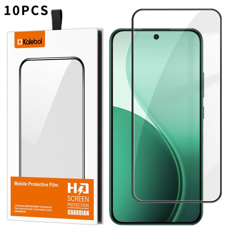 For OPPO F33 5G 10pcs Kalebol High-Aluminum Screen-Printed Full-Coverage Anti-Fingerprint Black-Bordered HD Tempered Glass Film