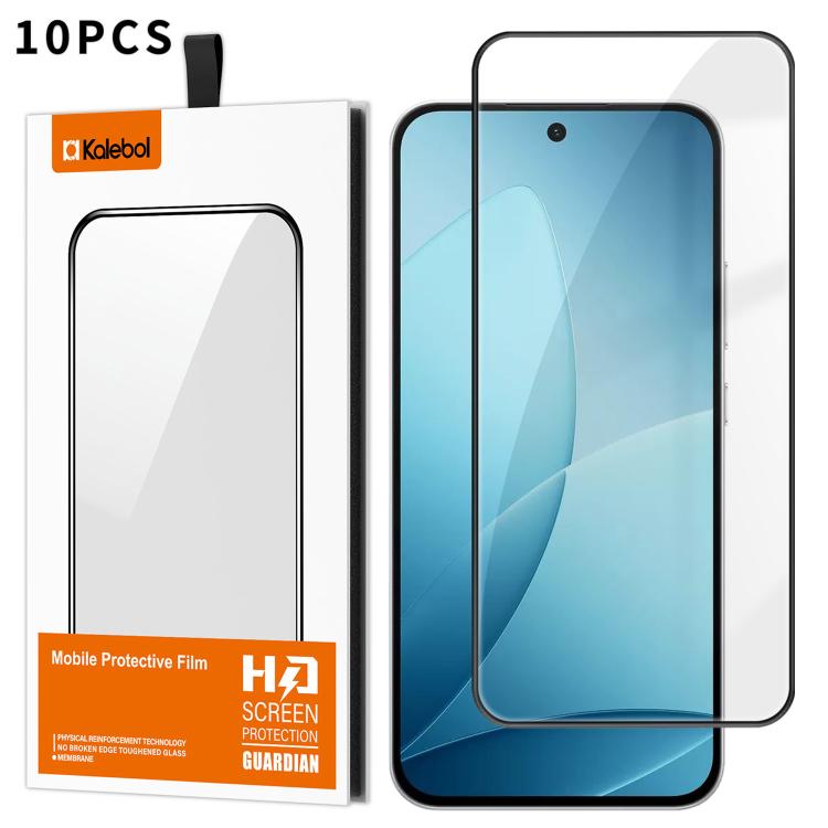 For OPPO F33 Pro 5G 10pcs Kalebol High-Aluminum Screen-Printed Full-Coverage Anti-Fingerprint Black-Bordered HD Tempered Glass Film