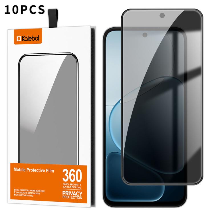 For OPPO A6t Pro 4G 10pcs Kalebol High-Aluminum Screen-Printed Full-Coverage Black-Border Privacy Tempered Glass Film