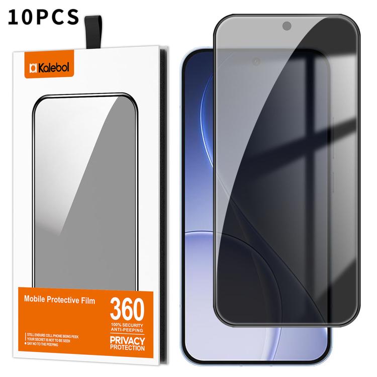 For OPPO Reno 15 Pro Mini 5G 10pcs Kalebol High-Aluminum Screen-Printed Full-Coverage Black-Border Privacy Tempered Glass Film