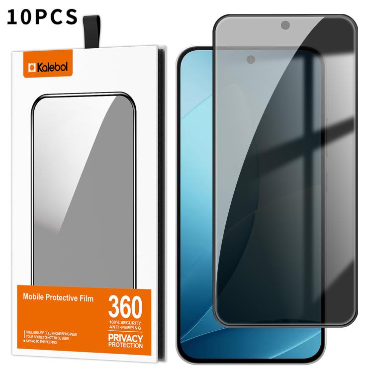 For OPPO F33 Pro 5G 10pcs Kalebol High-Aluminum Screen-Printed Full-Coverage Black-Border Privacy Tempered Glass Film