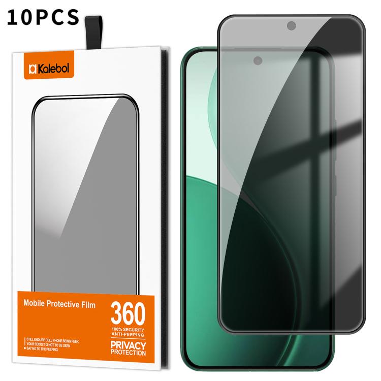 For OPPO F33 5G 10pcs Kalebol High-Aluminum Screen-Printed Full-Coverage Black-Border Privacy Tempered Glass Film