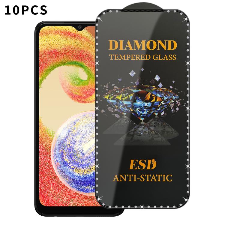 For Samsung Galaxy A04 10pcs Full-Screen Diamond-Studded Silkscreen High-Definition Anti-Static Tempered Glass Film