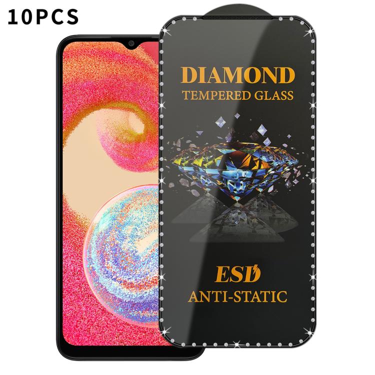 For Samsung Galaxy A04e 10pcs Full-Screen Diamond-Studded Silkscreen High-Definition Anti-Static Tempered Glass Film