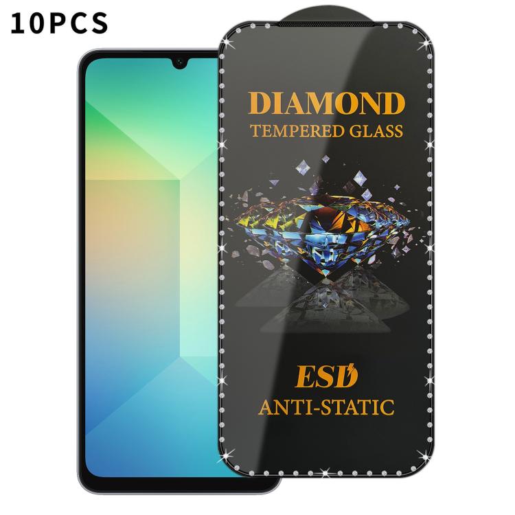 For Samsung Galaxy A06 5G 10pcs Full-Screen Diamond-Studded Silkscreen High-Definition Anti-Static Tempered Glass Film