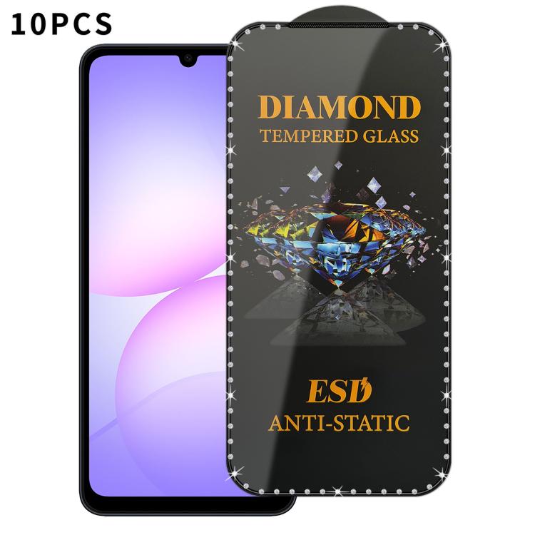For Samsung Galaxy A07 5G 10pcs Full-Screen Diamond-Studded Silkscreen High-Definition Anti-Static Tempered Glass Film