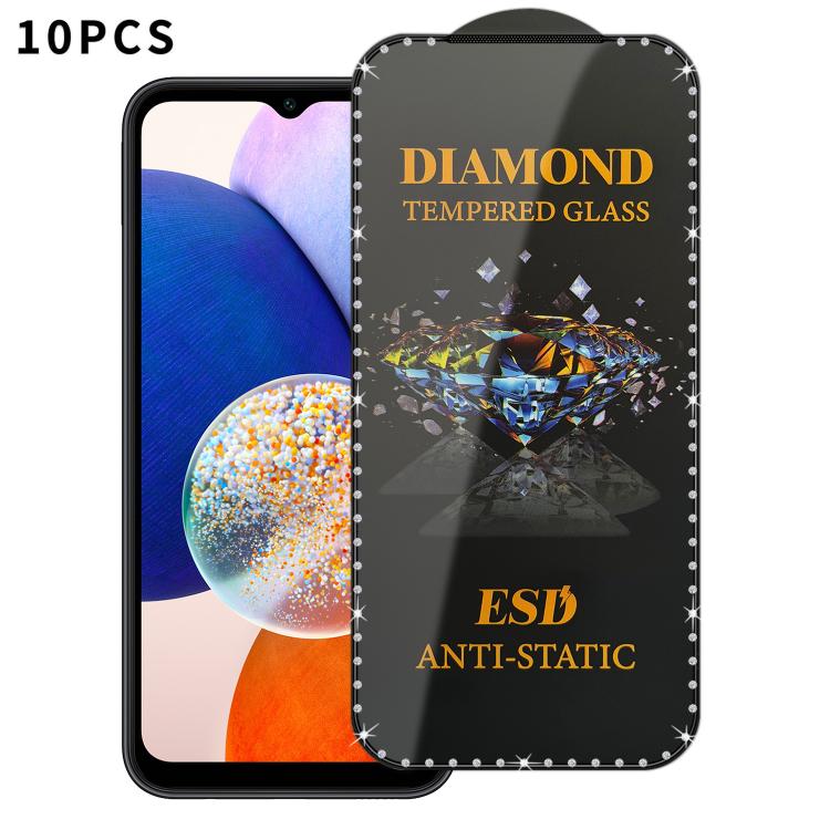 For Samsung Galaxy A14 5G 10pcs Full-Screen Diamond-Studded Silkscreen High-Definition Anti-Static Tempered Glass Film