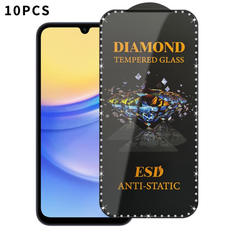 For Samsung Galaxy A15 5G 10pcs Full-Screen Diamond-Studded Silkscreen High-Definition Anti-Static Tempered Glass Film