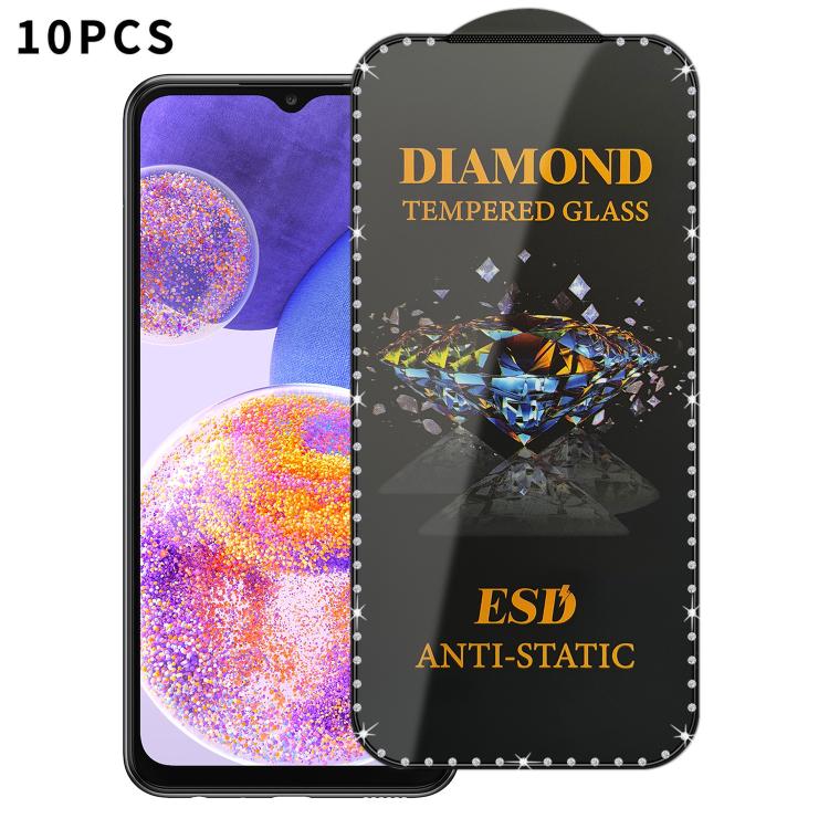 For Samsung Galaxy A23 4G 10pcs Full-Screen Diamond-Studded Silkscreen High-Definition Anti-Static Tempered Glass Film