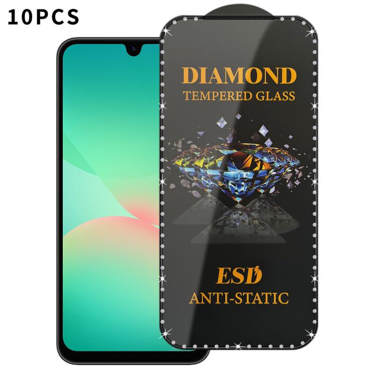 For Samsung Galaxy A26 5G 10pcs Full-Screen Diamond-Studded Silkscreen High-Definition Anti-Static Tempered Glass Film