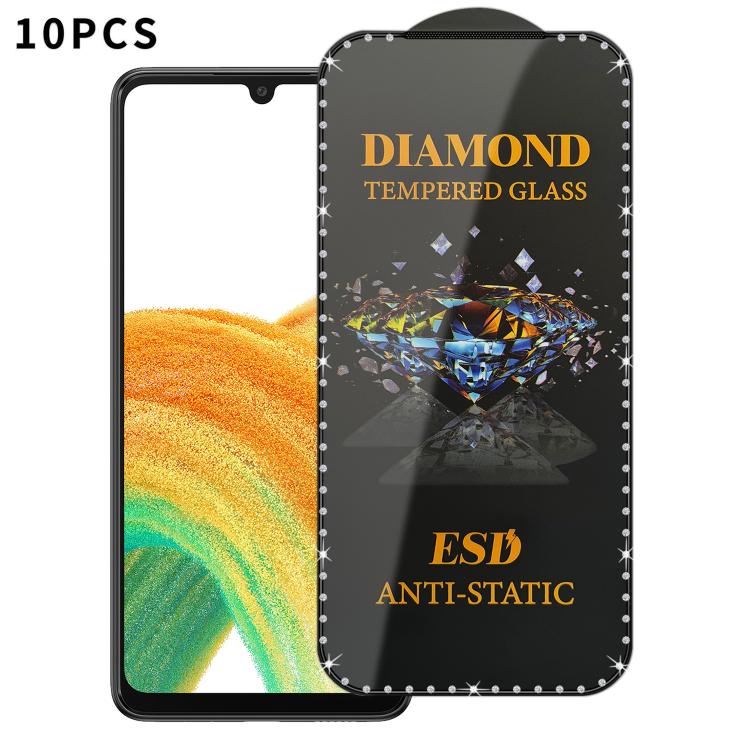 For Samsung Galaxy A33 5G 10pcs Full-Screen Diamond-Studded Silkscreen High-Definition Anti-Static Tempered Glass Film