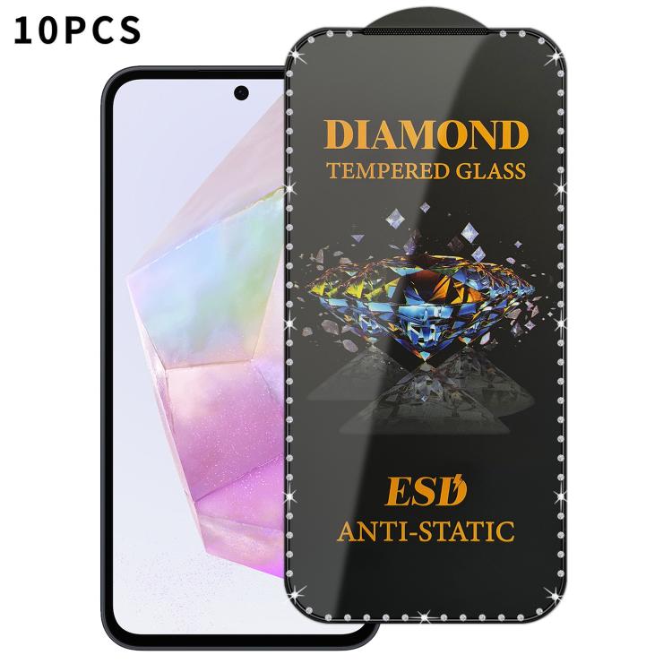 For Samsung Galaxy A35 5G 10pcs Full-Screen Diamond-Studded Silkscreen High-Definition Anti-Static Tempered Glass Film