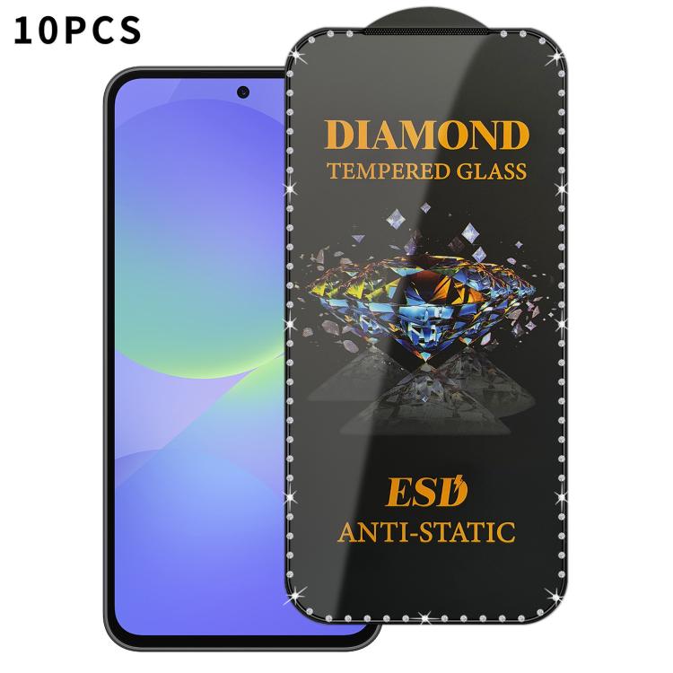 For Samsung Galaxy A36 5G 10pcs Full-Screen Diamond-Studded Silkscreen High-Definition Anti-Static Tempered Glass Film