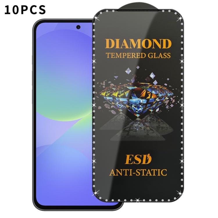 For Samsung Galaxy A37 5G 10pcs Full-Screen Diamond-Studded Silkscreen High-Definition Anti-Static Tempered Glass Film