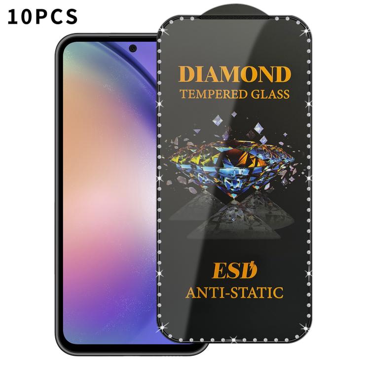For Samsung Galaxy A54 5G 10pcs Full-Screen Diamond-Studded Silkscreen High-Definition Anti-Static Tempered Glass Film