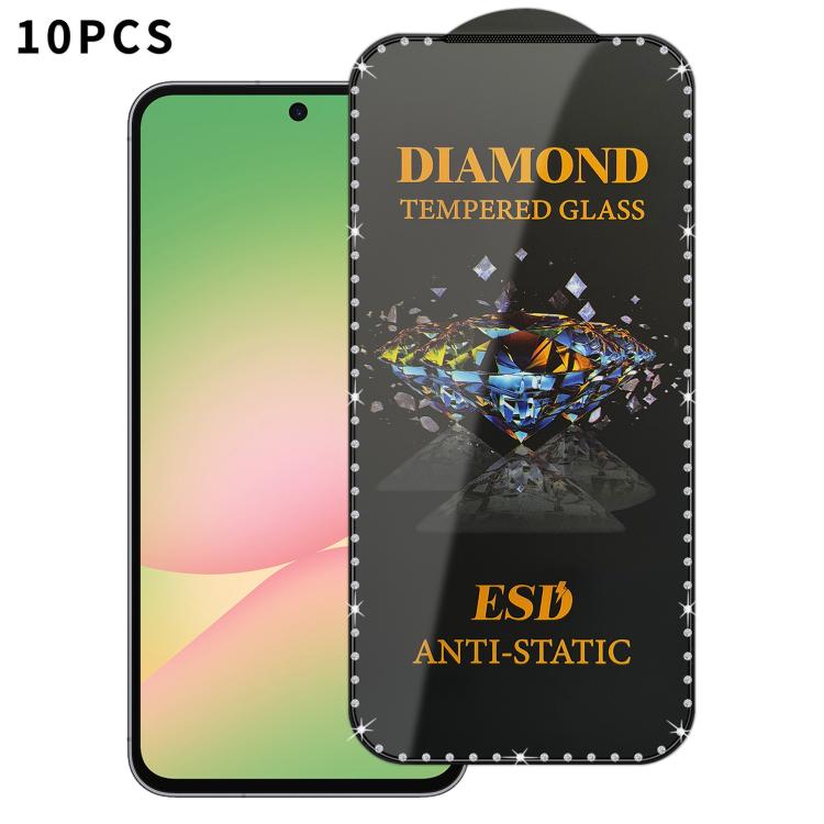 For Samsung Galaxy A56 5G 10pcs Full-Screen Diamond-Studded Silkscreen High-Definition Anti-Static Tempered Glass Film