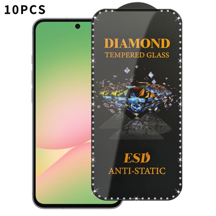 For Samsung Galaxy A57 5G 10pcs Full-Screen Diamond-Studded Silkscreen High-Definition Anti-Static Tempered Glass Film
