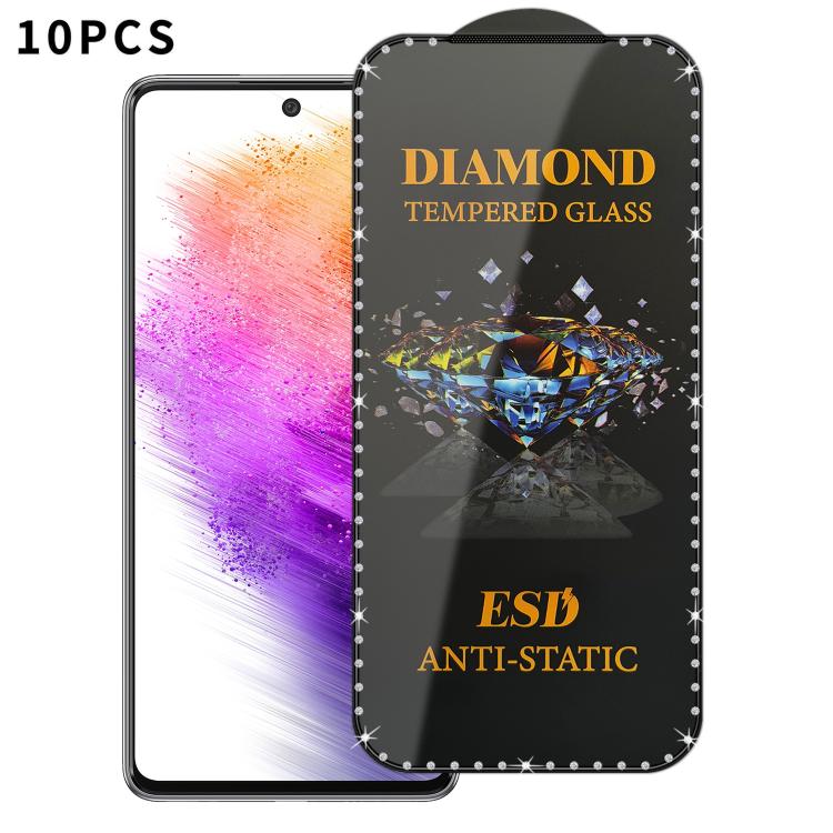 For Samsung Galaxy A73 5G 10pcs Full-Screen Diamond-Studded Silkscreen High-Definition Anti-Static Tempered Glass Film